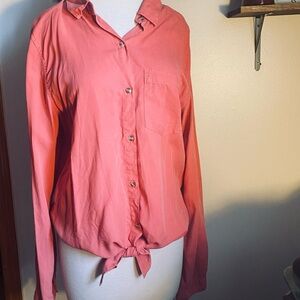Cinnamon colored lightweight collared button down shirt by Thread & Supply